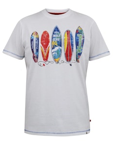 D555 Bridgford Maui Surf Boards bedrucktes T-Shirt mit Rundhalsausschnitt, Weiß